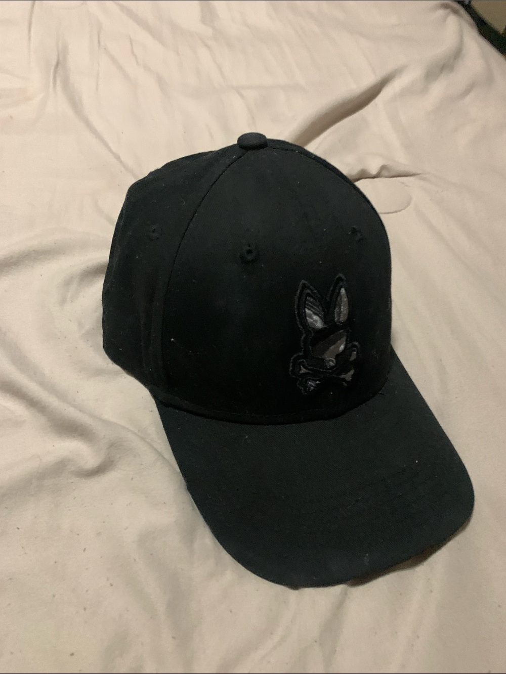 Psycho Bunny Black Baseball Cap with Embroidered Bunny